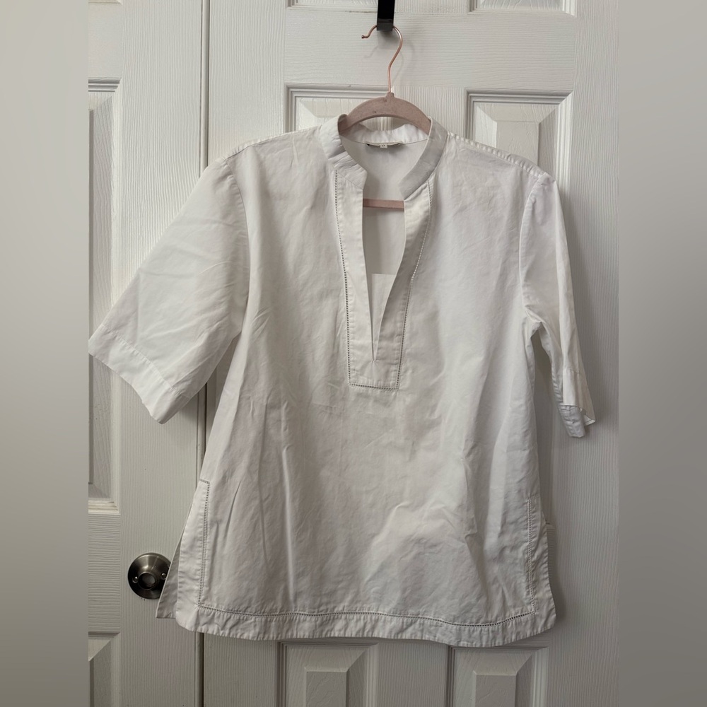 Lafayette 148 New York White Tunic with Mandarin Collar Small